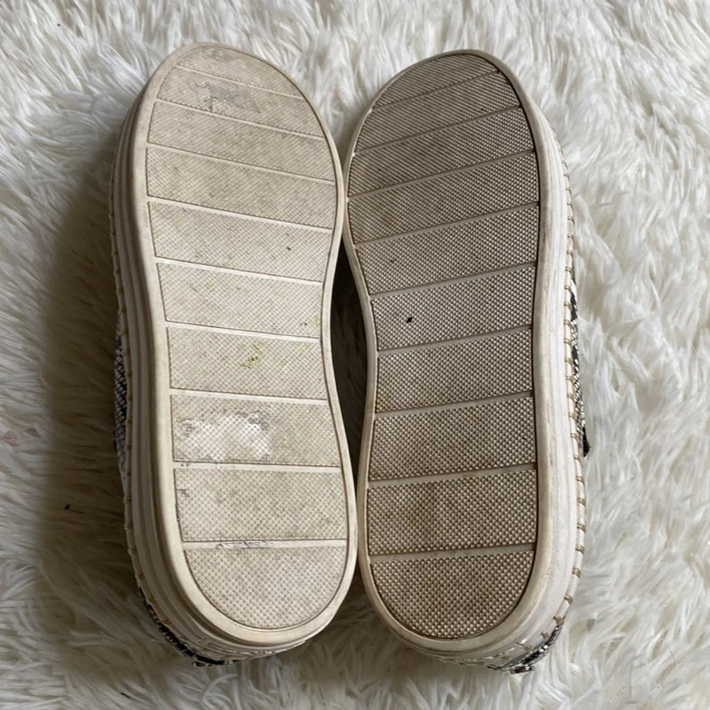 J Slides Black White Python Print Slip On Espadrille Sneakers Size 7